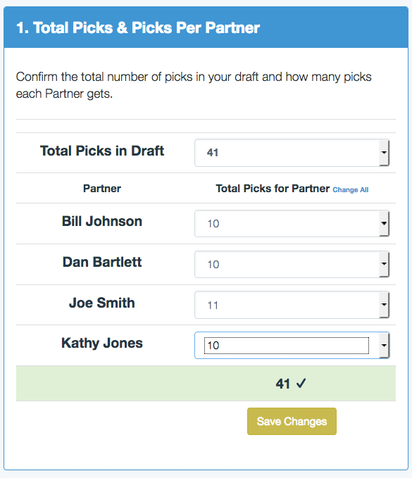 Picks Per Partner